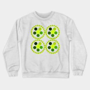 Simple spring toned pattern made of circles, stars and tones of green Crewneck Sweatshirt